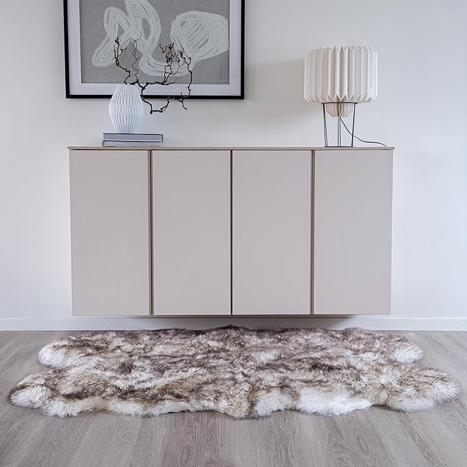 Real Sheepskin Rug 4x6 ft | Sheepskin Rugs for Living Room and Sofa | Bedside Rugs for Bedrooms | Large Fluffy Rug is Breathable & Heat-regulating in Color Snow Peak