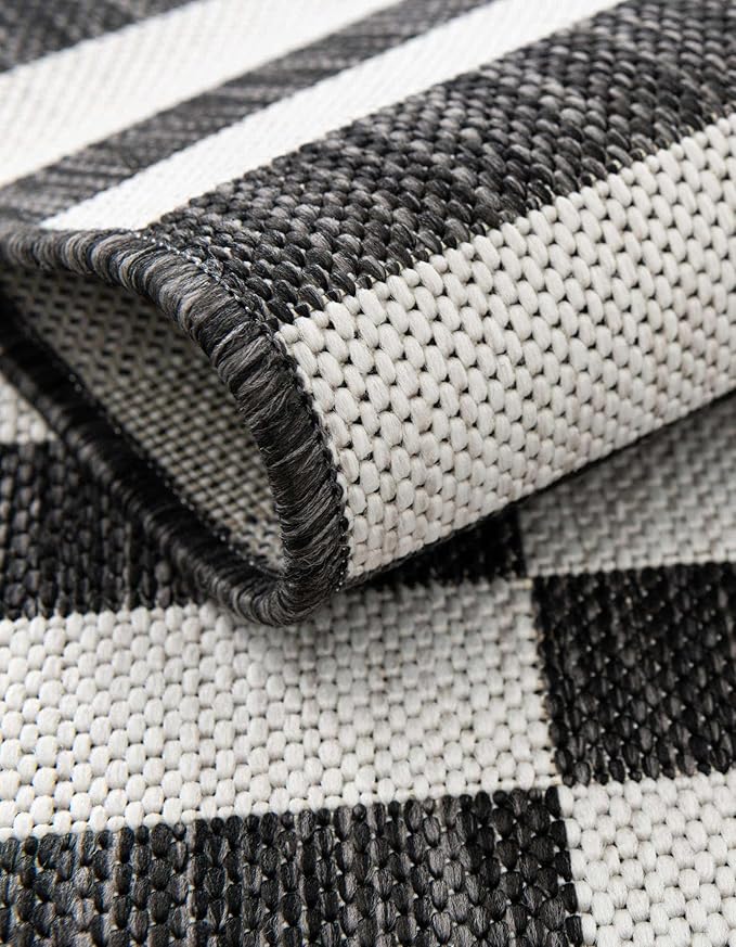 Unique Loom Outdoor Striped Collection Area Rug - Striped (2' 2" x 3' 7" Hearth Charcoal/Ivory)