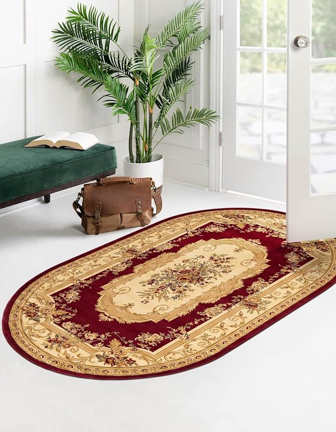 Rugs.com Chateau Collection Rug - 3' x 5' Oval Red Medium Pile Rug