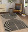 Easy Jute Rainbow Area Rug, 3x5 Indoor Outdoor Entryway Rug Washable Non-Slip Modern Boho Kitchen Rugs, Black and Nature Abstract Throw Carpet for Living Room Patio Kids Room