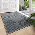 Front Door Mat 17''x30'', Absorbent Muddy Dirt Resist Washable Non Slip Low-Profile Indoor Doormat,Easy Clean Welcome Entryway Door Mats, Grey