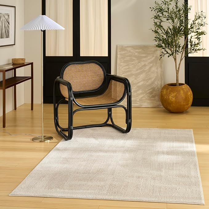 Nourison Home Nordic Taupe 4' x 6' Area Rug - Easy Clean, Non Shedding, Bed Room, Living Room, Dining Room, Kitchen (4' x 6')