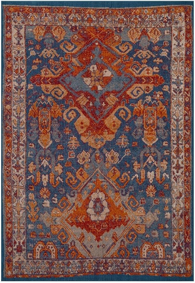 LUXE WEAVERS Moroccan Floral Blue 8x10 Area Rug for Living Room