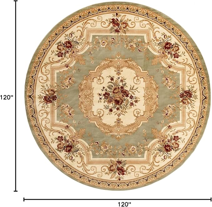 Rugs.com Chateau Collection Rug - 10 Ft Round Green Medium Pile Rug