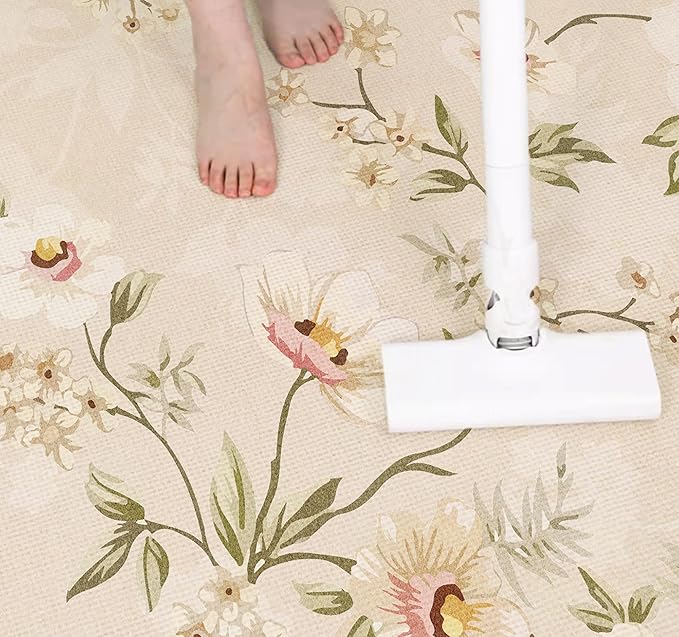 Modern Geometric Area Rug with 3D Layered Double Circle Texture Blue and Brown Red Abstract Minimalist Rugs for Living Room Bedroom Nursery Room Playroom Home Office Washable Indoor Carpet 5x7