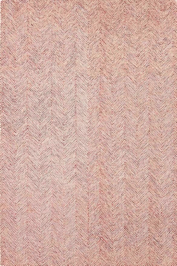 Modern Herringbone Chevron Collection Handcrafted Wool Area Rug - Durable, Zigzag Pattern, for High Traffic, Contemporary Design for Living Room, Bedroom, Dining Room Decor (Blush Pink, 2.6' x 8')