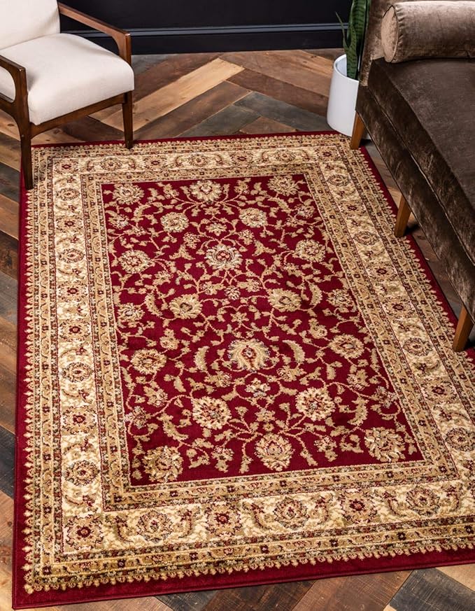 Unique Loom Voyage Collection Traditional Oriental Classic Intricate Design Area Rug (8' 0 x 11' 4 Rectangular, Red/Gold)