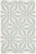 Dash & Albert Aster Sky Hand Micro Hooked Wool Rug, 4 X 6 Feet, Blue Geometric Pattern