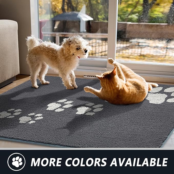 Timo Indoor Door Mat,20"x32" Super Absorbent Dog Mats, Low-Profile Washable Entryway Rug, Rubber Backing Non Slip Front Door Mats, Resist Dirt Inside Entrance Doormat for Shoes, Grey