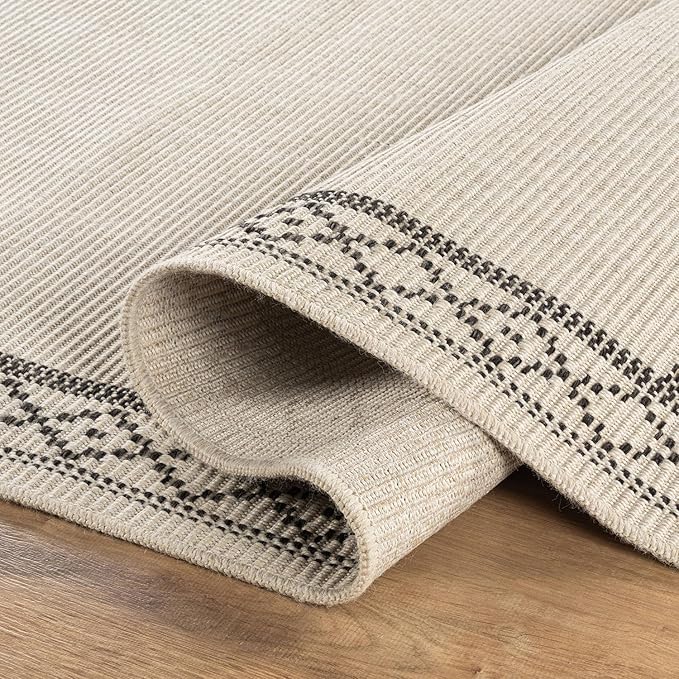 Easy Jute Rugs 2x7 Frame Bone Color Living Room Indoor Outdoor Runner Rug for Patio and Kitchen Rug High Traffic Washable Easy to Clean Solid Boho Woven Design Carpet (2 x 7)