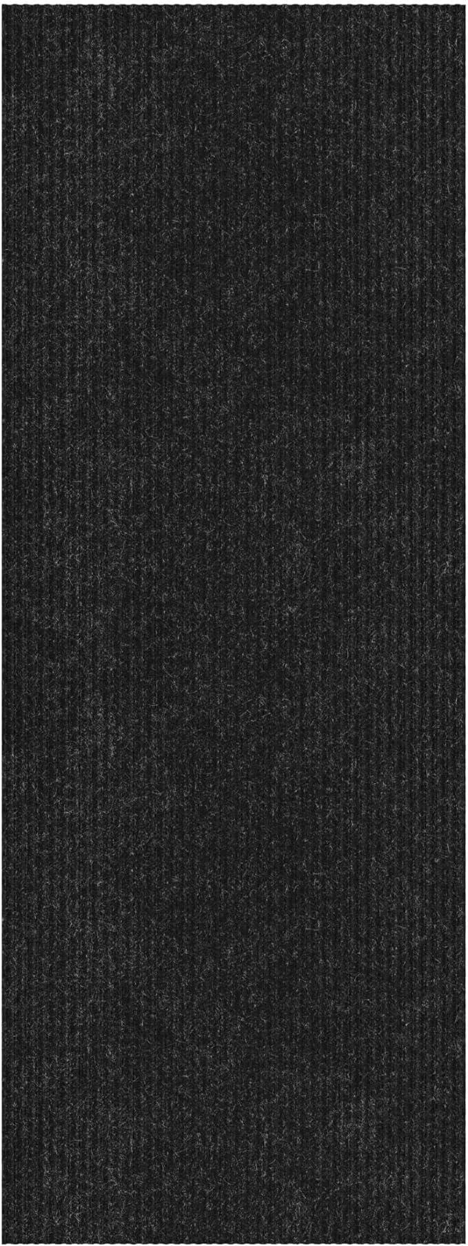 Ottomanson 2' x 8' Hallway Runner with Scraper Pile Extra Durable Non-Slip Rug Mat for Indoor & Outdoor Use - Ideal for Kitchen, Entryway, Patio & Garage - High-Traffic Carpet, Black