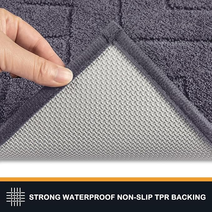 PURRUGS Dirt Trapping Door Mat 24" x 59", Non-Slip Machine Washable Entry Rug, Shoe Scraper, Dog Doormat, Super Absorbent Welcome Mat for Front & Back Door, Muddy Wet Shoes & Paws, Grey