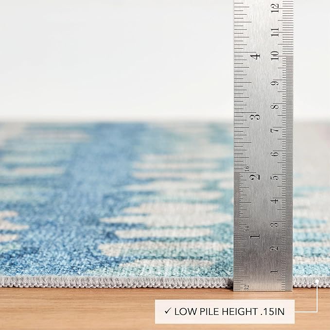Dash and Albert Paint Chip Machine Washable Area Rug - 3' x 5' Blue - Geometric Accent Rug - Anti-Slip Backing, Lightweight, Machine Washable, High Traffic Areas Kitchen, Mudroom, Laundry Room