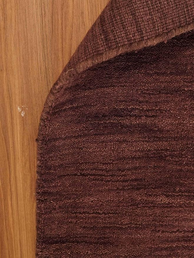 Hand Knotted Loom Wool ECO-Friendly Area Rugs - 4'x6', Rectangle, Purple Color, Solid Plain Design, High Pile Handmade Anti Skid Area Rugs for Living Room, Bed Room (L00111)