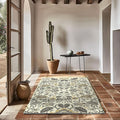 EVERGRACE Area Rugs for Living Room 3x5, Boho Floral Faux Wool Indoor Outdoor Rugs, Washable Rugs for Bedroom Entryway Dining Room Hallyway, Low Pile Floor Mat Carpet for Home Decor, Gray