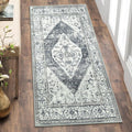 Lahome Boho Hallway Rug Runner - 2x4 Washable Non-Slip Small Bathroom Runner, Oriental Distressed Untra-Thin Carpet Rug for Kitchen Entryway Bedroom Laundry Room, Grey