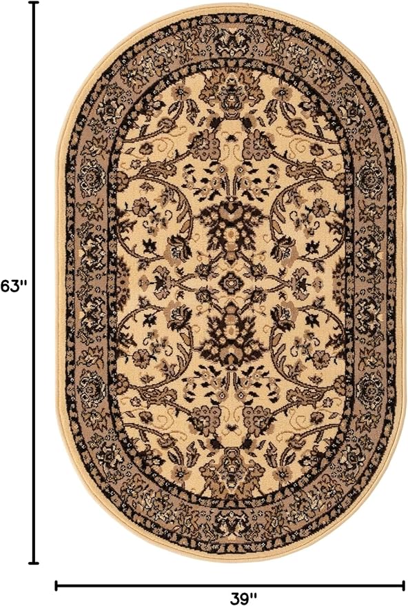Unique Loom Sialk Hill Collection Area Rug - Washington (3' 3" x 5' 3" Oval Ivory/Black)