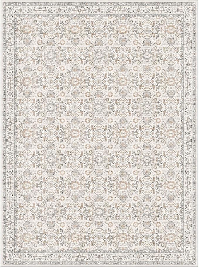 WITSHOCK Living Room Area Rugs 9x12: Soft Non-Slip Backing Washable Rugs Vintage Large Carpet for Bedroom Office Dining Room Kitchen Stain Resistant Home Decor Rug