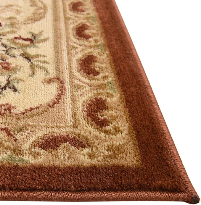Rugs.com Chateau Collection Rug – 6 Ft Square Brick Red Medium Rug Perfect for Living Rooms, Kitchens, Entryways