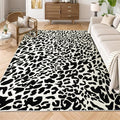 YIHOUSE Leopard Rug for Living Room, Black and White Cute Cheetah Print Rug Modern Washable Animal Printed Rugs for Bedroom, Girls Boys Dorm Room Nursery Room, Playroom, 8x10