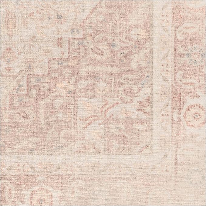 RUGGABLE Washable Area Rug – Kamran Soft Pink 6x9, Stain-Resistant, Non-Slip – Medium Machine Washable Rugs for Living Room, Bedroom, Hallway, Entryway & Office–with Cushioned Pad