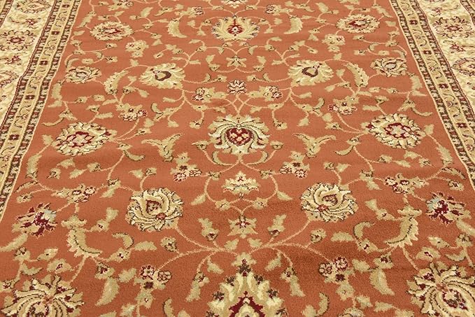Unique Loom Voyage Collection Traditional Oriental Classic Intricate Design Area Rug (7' 0 x 10' 0 Rectangular, Terracotta/Ivory)