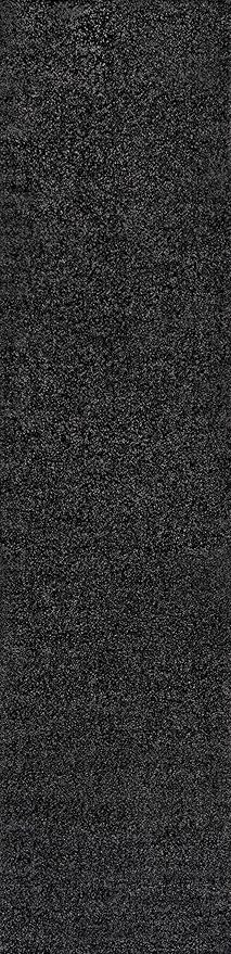Eyely UES100I-214 Supersoft Haze Solid Low-Pile Indoor Runner Rug, Coastal, Bohemian, Minimalist, Classic, Casual for Bedroom,Kitchen,Living Room,Non Shedding,Easy-Washing, Black, 2 X 14