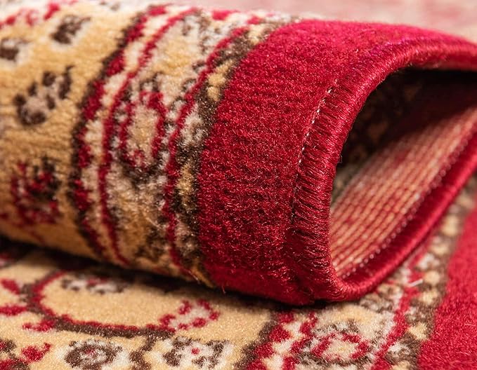 Unique Loom Reza Collection Traditional Persian Style Area Rug, 8' 0" x 8' 0", Burgundy/Ivory