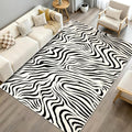YIHOUSE 5×7 Ft Area Rugs for Living Room: Modern Washable Rug - Abstract Black and Cream White Rug for Bedroom Dining Room Office Playroom Nursery Home Decor - Nonslip Non-Shedding Striped Rugs