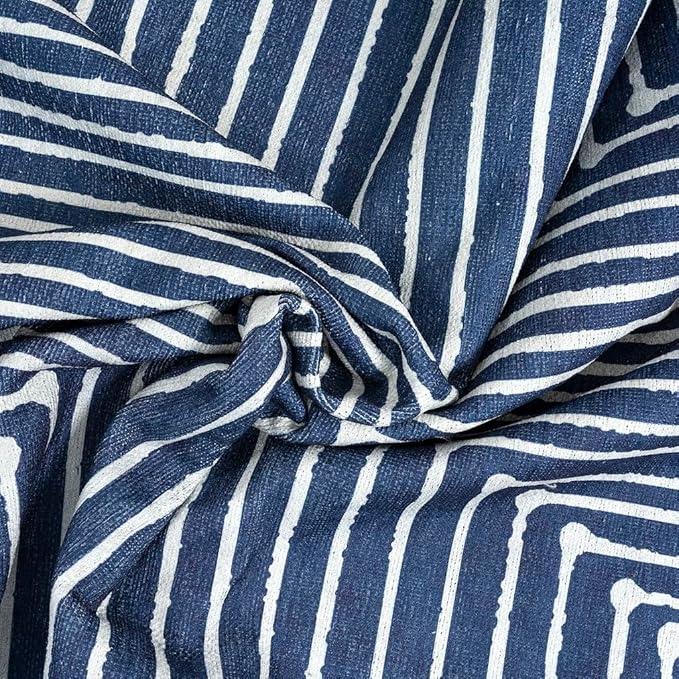GLN Rugs Contemporary Collection - Machine Washable Area Rug, Contemporary Washable, Non Slip, Low Pile Chenille Rug, Living Room, Bedroom, Kitchen Rug (5' x 7' Lines Blue)