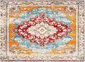 Bohemian Pattern Rectangular Area Rugs for Living Room Bedroom 5 x 8 ft Red & Orange Abstract Non-Shedding Soft Low Pile Rug Non Slip Washable Rug for Nursery Entryway Playroom