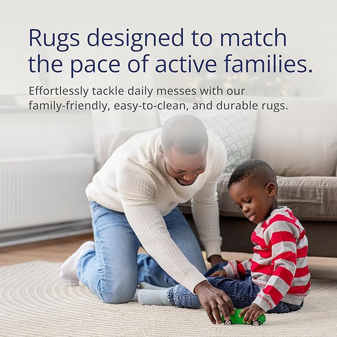 Abani Neutral Beige Area Rug 4' x 6' for Living Room, Bedroom - Zen Reiki Circles Pattern - Durable & Easy to Clean