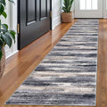 Modern Abstract Runner Rug 2x10, Grey Black Multi Washable Long Kitchen Runner Non-Slip Soft Hallway Rug Runner Thin Print Faux Wool Carpet for Entryway Bedroom Laundry Room Indoor Home Decor