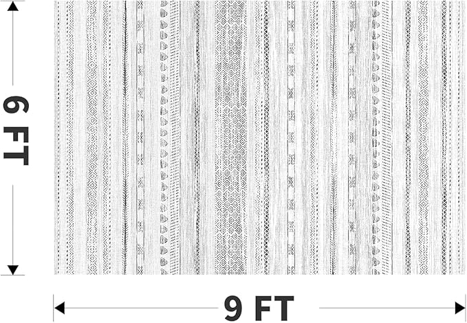 6x9 Area Rugs for Living Room Machine Washable Rug Distressed Indoor Carpet Neutral Moroccan Boho Rug Ultra Soft Area Rug for Bedroom Dining Room Playroom Office, Black