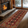 Burgundy Diamond Runner Rug, 2x6ft Hallway Runner Rugs - Corridor & Foyer Area Rugs, Non-Slip Mat Durable Rug, Washable Flannel Material, Southwestern Geometric Home Decor Carpet