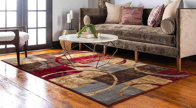 Unique Loom Barista Collection Area Rug - Kouillou (7' 10" x 11' 2" Rectangle, Multi/ Brown)