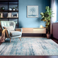 Abstract 5x7 Area Rug Washable Soft Large Non-Slip for Living Room Dining Room Office Bedroom - Abstract Teal/Grey