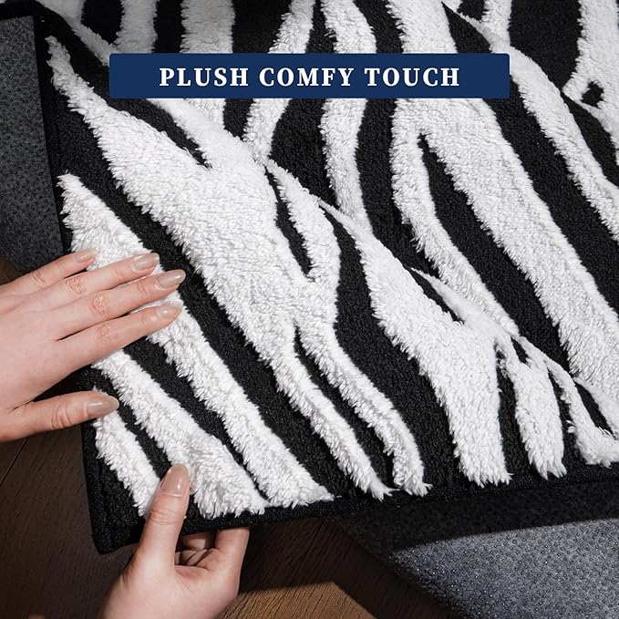 YIHOUSE 6×9 Ft Area Rugs, Black and White Modern Abstract Rug, Washable Plush Soft Zebra Print Carpet, Non-Slip Non-Shedding Rug for Living Room, Bedroom, Dining Room, Home Office Decor