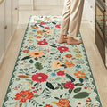 Rug Runners 2x6, Floral Green Washable Kitchen Rugs for Hallways Area Rugs, Non Slip Long Rug Low Pile Doormat Flower Carpet for Kitchen, Entryway Indoor, Bedroom, Bathroom, Laundry, Sage Green