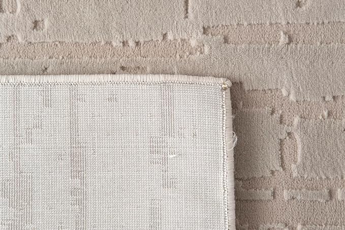 Revival Rugs Ebb 5'3"x8' Washable Area Rug for Living Room Bedroom - 100% Recycled Oeko-TEX Certified, Medium Pile, Taupe