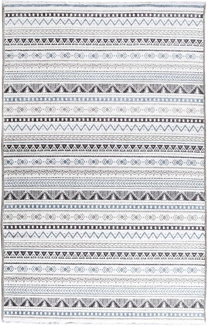 Alfa Rich 3x10 Blue Gray White Washable Area Rugs for Living Room Hallway Kitchen Decor Runner