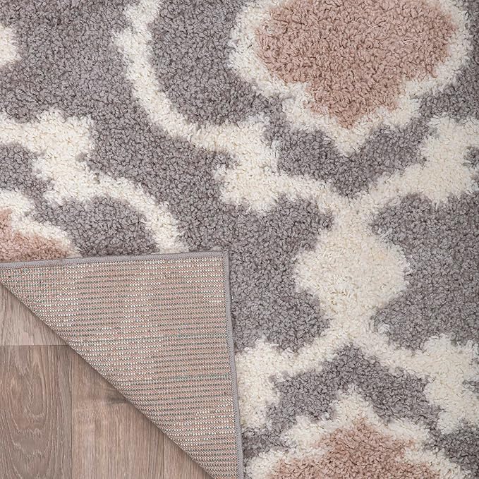 Rugshop Cozy Moroccan Trellis Gray/Cream 5'3" x 7'3" Indoor Shag Area Rug