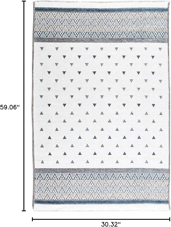 Alfa Rich 3x5 Blue Cream Off White Washable Area Rugs for Living Room Bedroom Kitchen Decor Runner