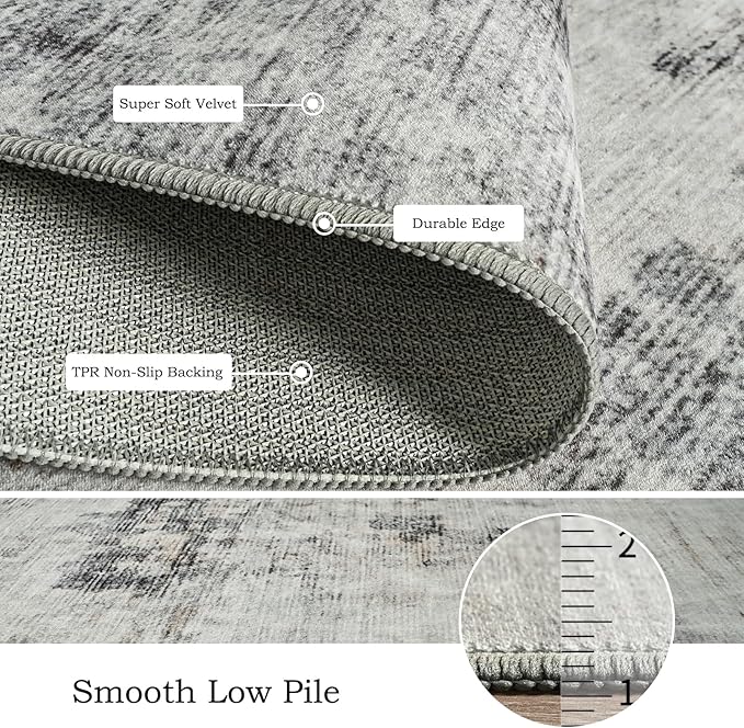 Toneed Abstract Area Rug 6x9 Modern Washable Rug Soft Non Slip Rug Low Pile for Bedroom Living Room Dining Room Grey/Brown