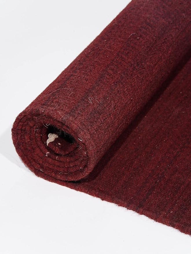 Rugsotic Carpets Hand Woven Flat Weave Kilim Wool 3'x5' Area Rug Solid Burgundy D00111