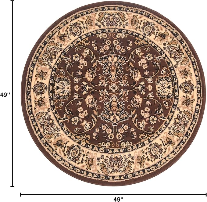 Unique Loom Sialk Hill Collection Area Rug - Washington (4' 1" Round Brown/Black)