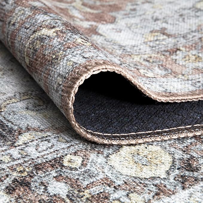 Bloom Rugs Washable Non-Slip 4' x 6' Rug - Blush/Beige Traditional Medallion Area Rug for Living Room, Bedroom, Dining Room, and Kitchen - Exact Size: 4' x 6'