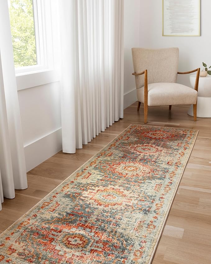 Loloi Jocelyn Collection JOC-03 Mist/Multi 5'-5" x 7'-6" .38" Thick Area Rug