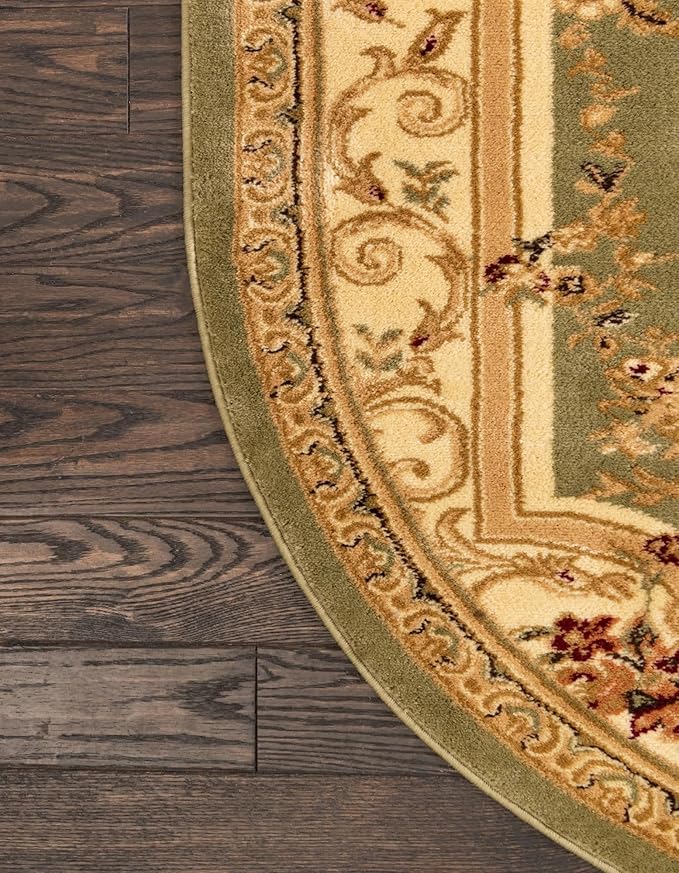 Unique Loom Versailles Collection Traditional Classic Floral Motif Area Rug (7' 11 x 10' 0 Oval, Green/Ivory)
