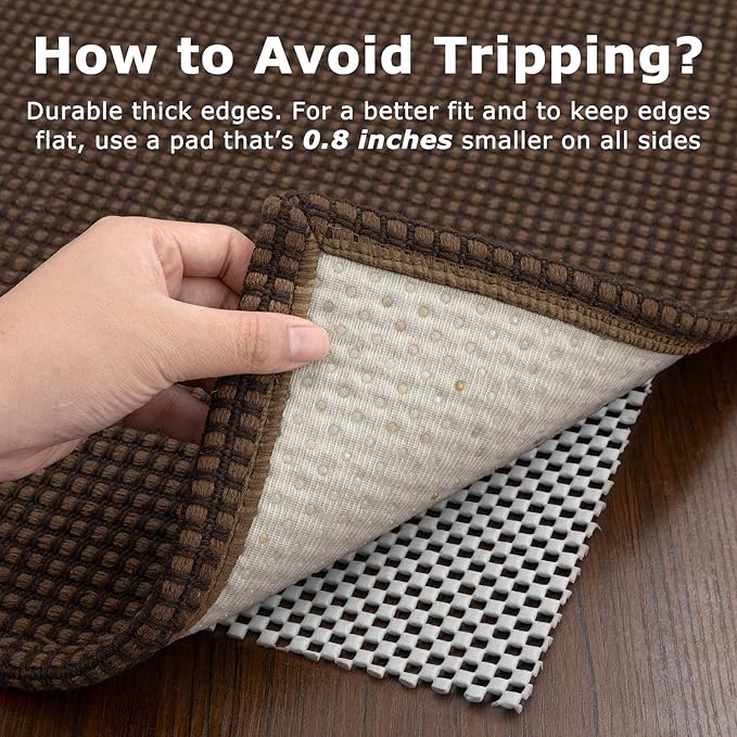 KOZYFLY Runners for Hallways 2x6 ft Washable Kitchen Runner Non Slip Rubber Backed Hall Runners Cotton Entryway Runner Rugs Floor Carpet for Indoor Backdoor Bedroom Kitchen, Reddish Brown/Coffee